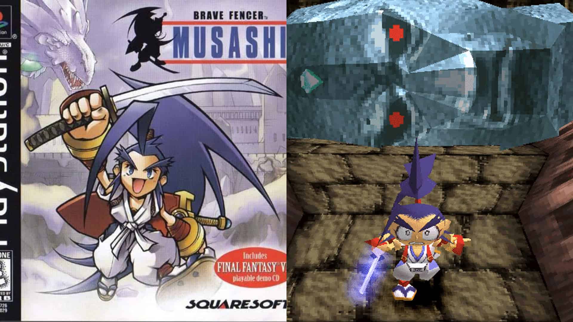 Brave Fencer Musashi gameplay and cover art