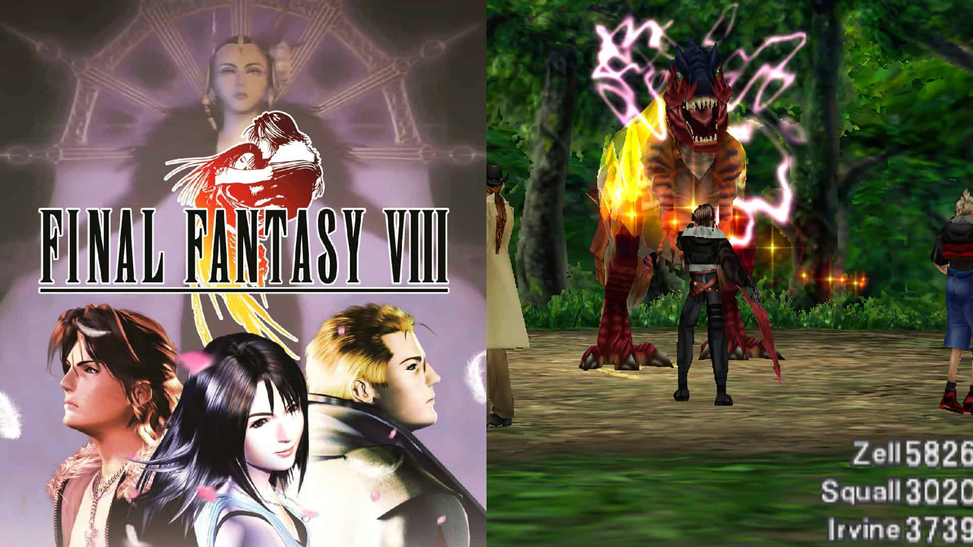Final Fantasy VIII cover art and gameplay