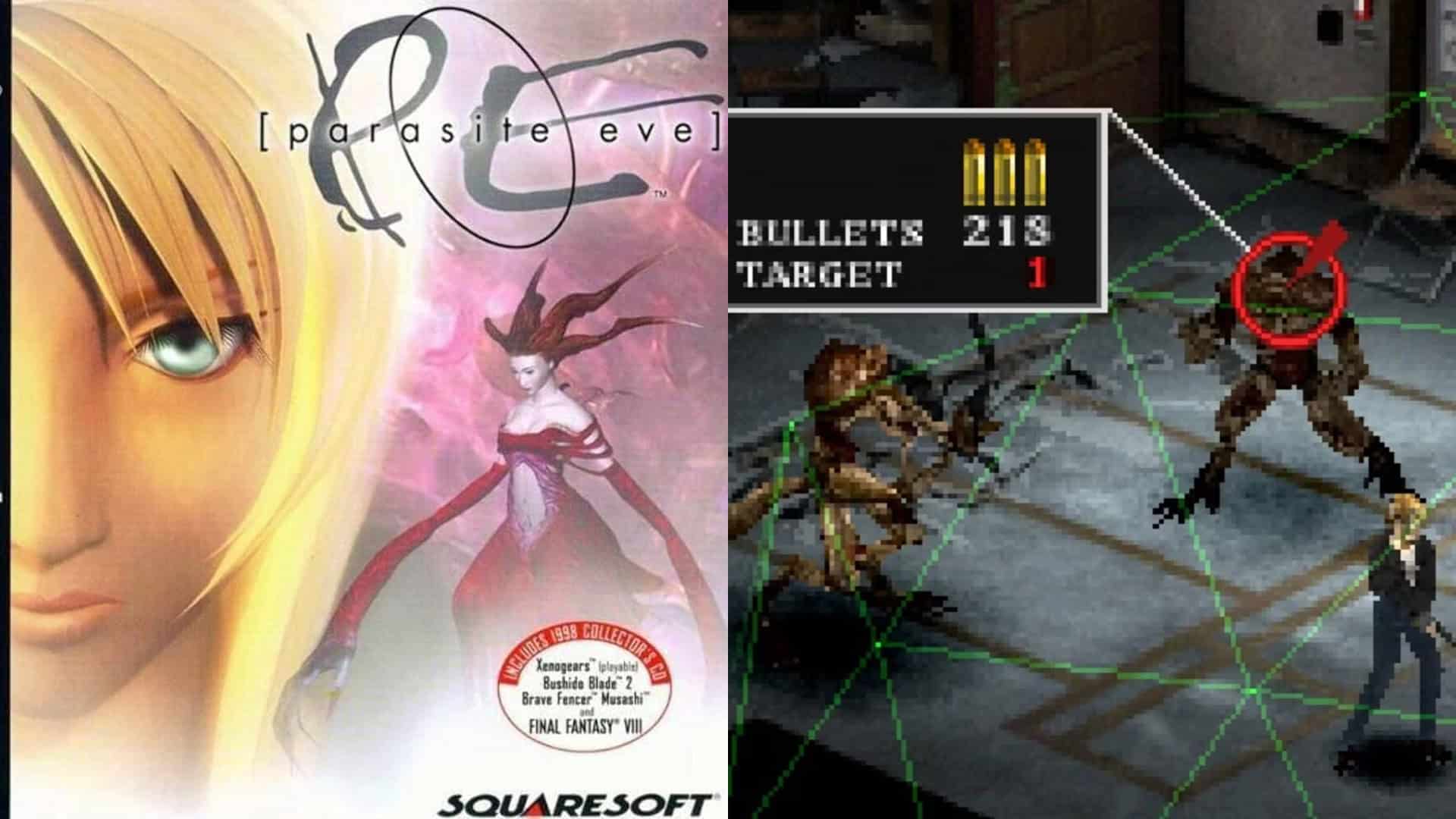 Parasite Eve cover art and gameplay