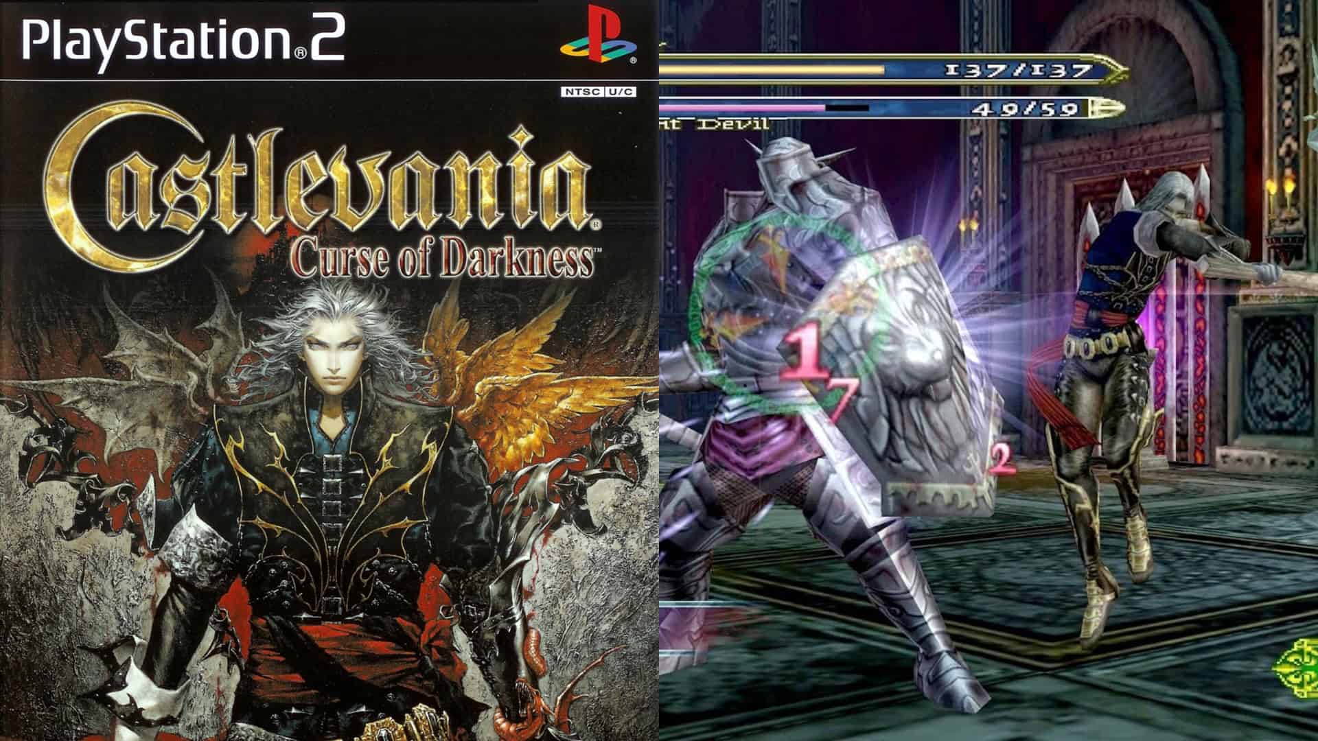 Castlevania: Curse of Darkness box art and gameplay