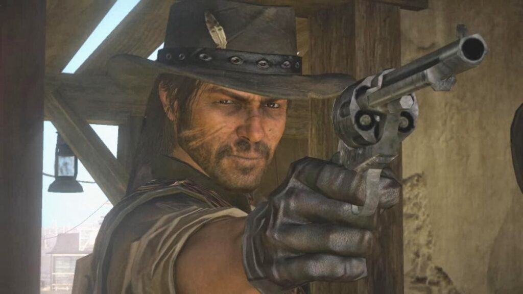 John in Gun aiming his weapon