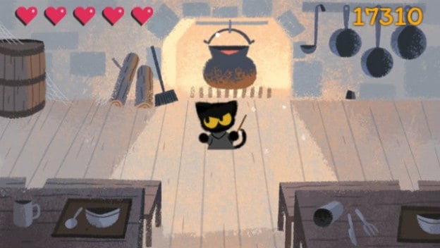 Google's Halloween Google Doodle ghost game: still fun in April.