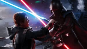 Star Wars Jedi battle with lightsabers