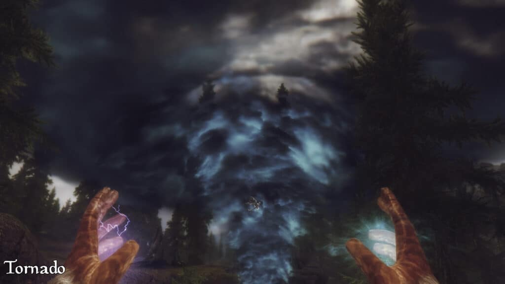 Tornado spell in Skyrim.