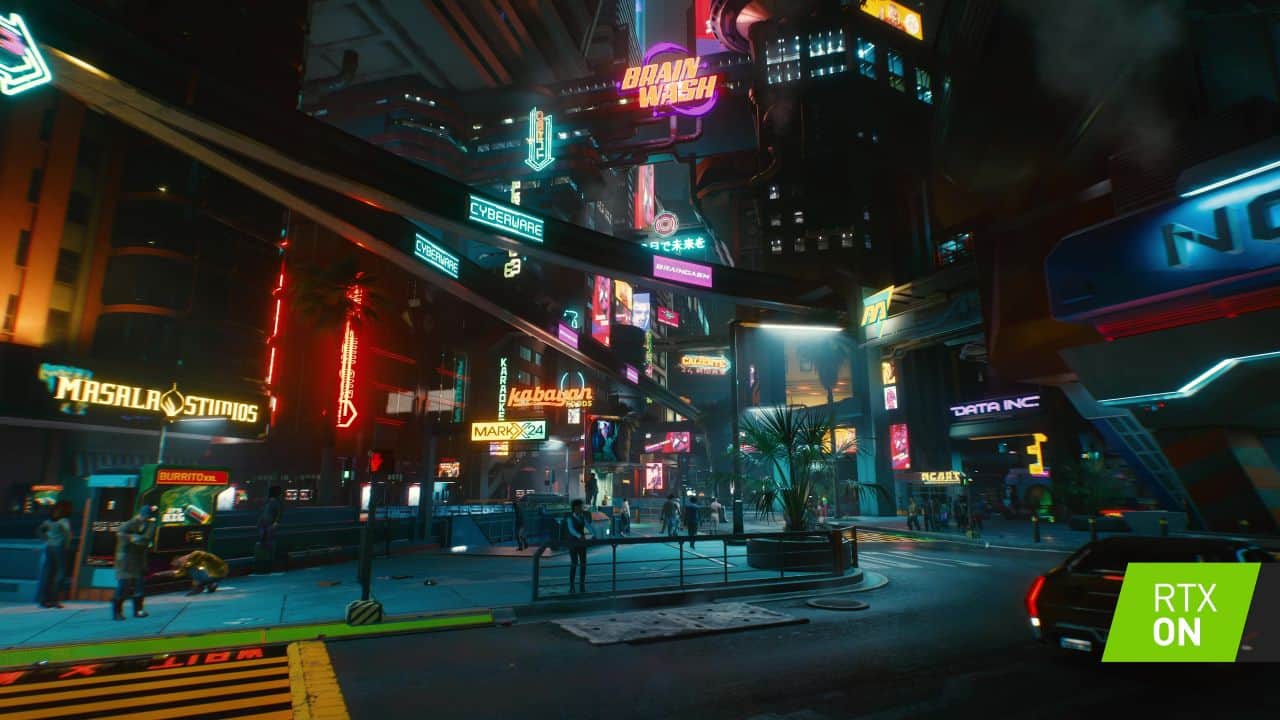 A view of Night City with graphics turned up.