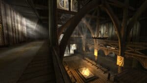 Skyrim Realistic Lighting shown in palace.