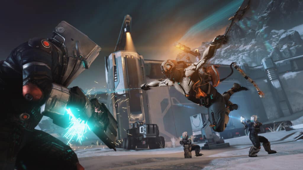 A promotional image from Warframe.