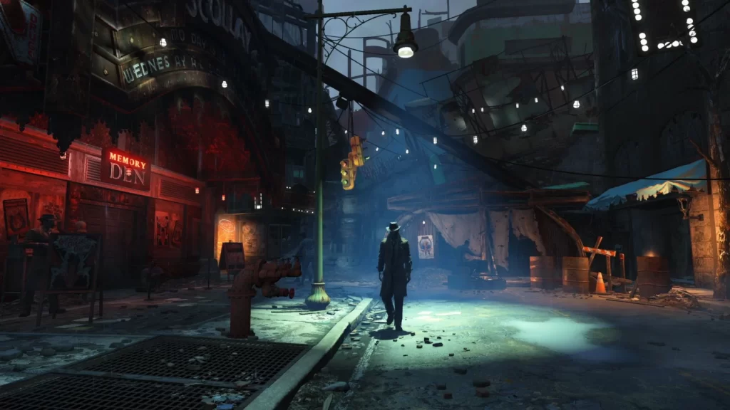 Fallout 4 city at nighttime