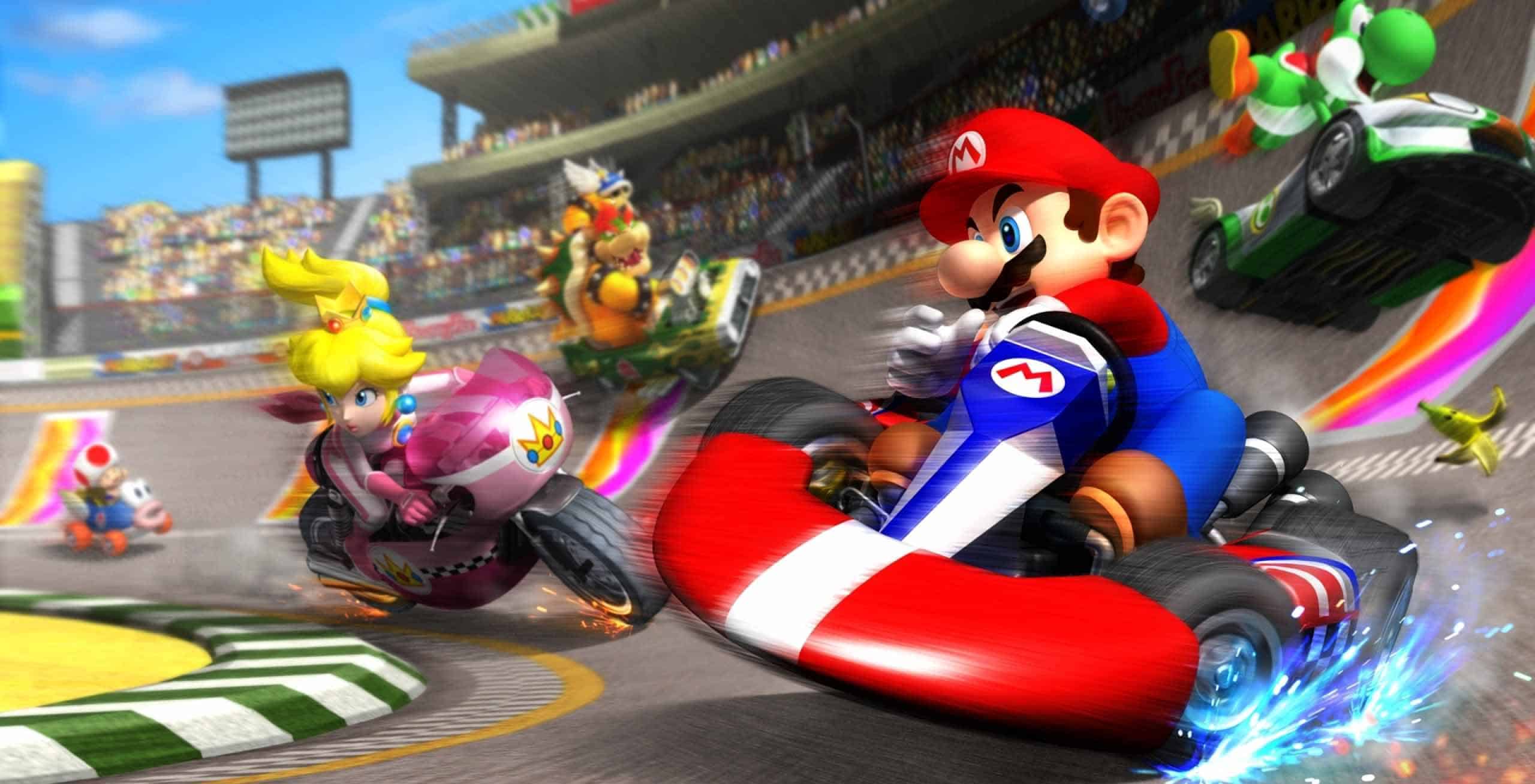 Promotional photo depicting many of the main playable characters in a race.