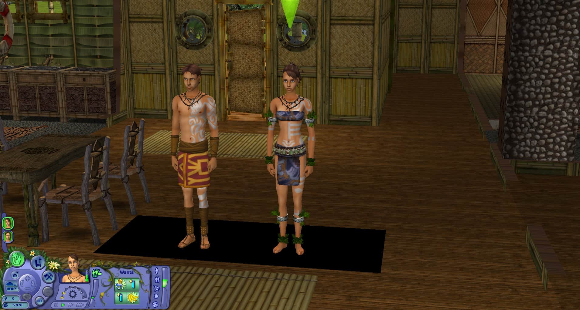 An in-game screenshot from The Sims Castaway Stories.