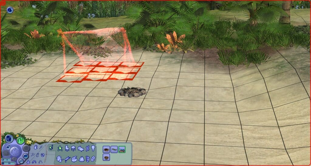 An in-game screenshot from The Sims Castaway Stories.