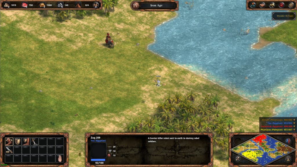 Age of Empires: Definitive Edition game with a spawned cheat unit Zug 209.