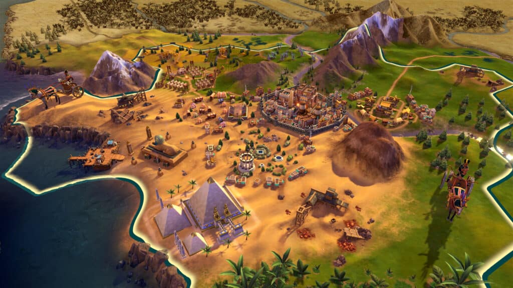 Egyptian settlements and wonders in Civilization 6