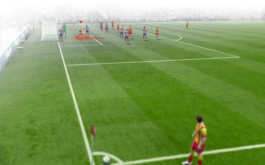 Corner kick in progress in FIFA 15.