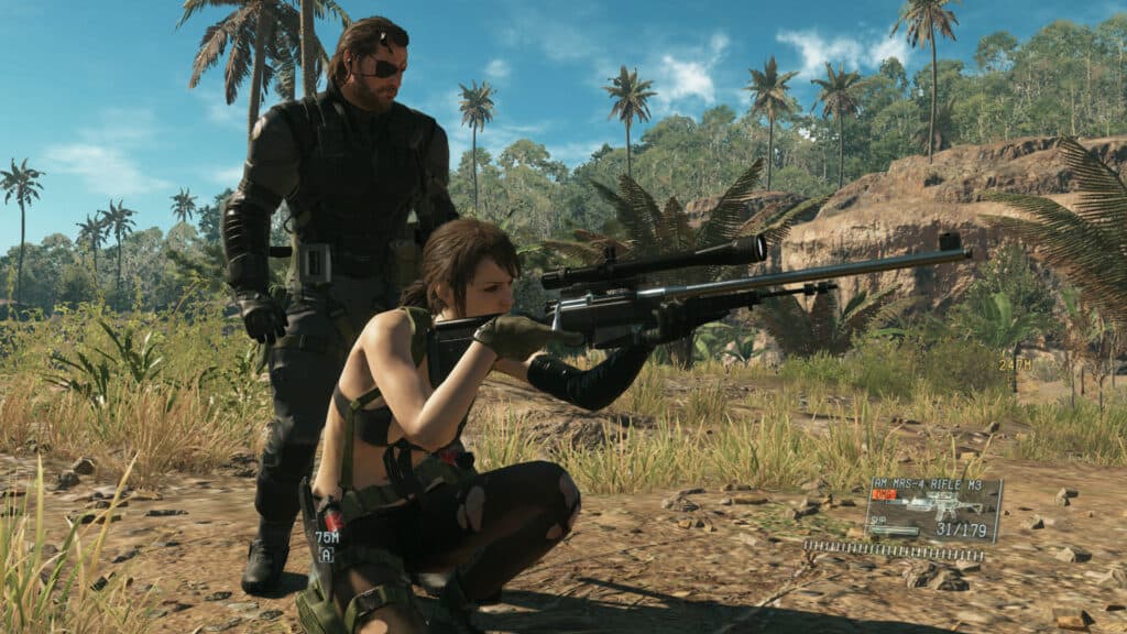 Snake coaches a shooter in Phantom Pain.