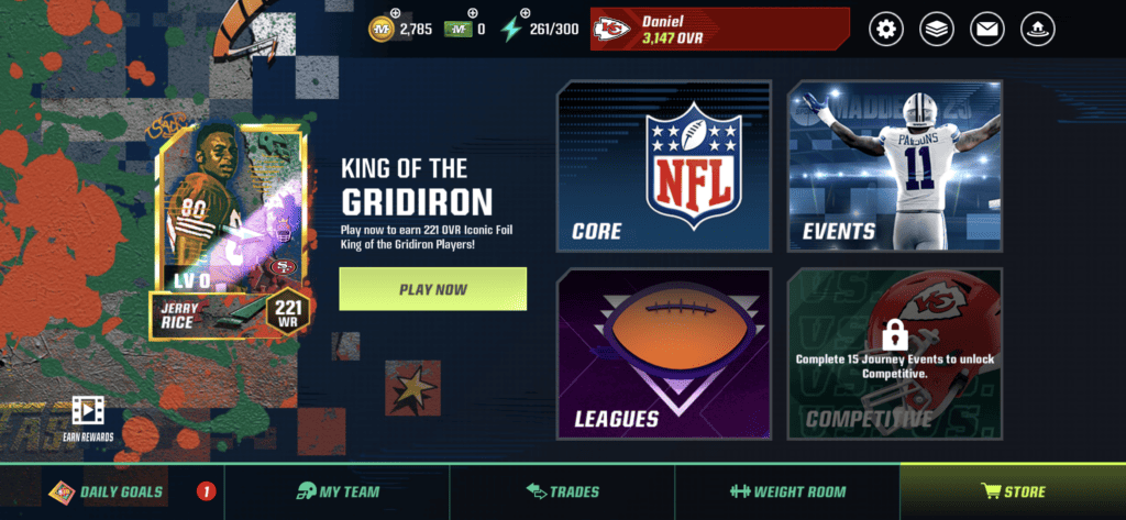 An in-game screenshot from Madden NFL Mobile.