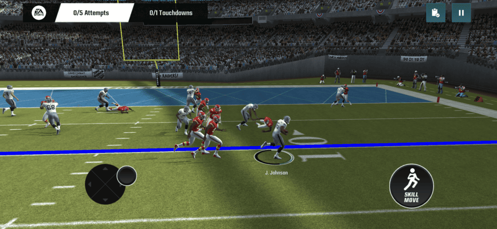 An in-game screenshot from Madden NFL Mobile.