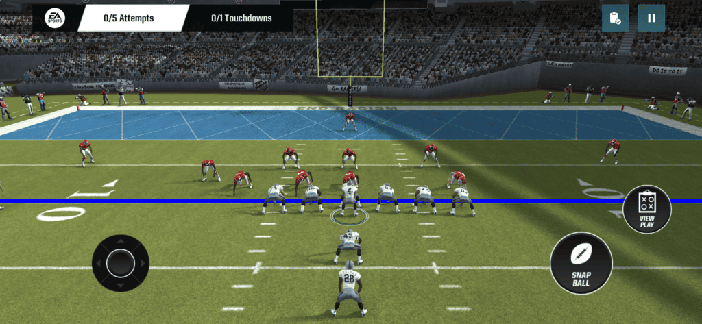 An in-game screenshot from Madden NFL Mobile.