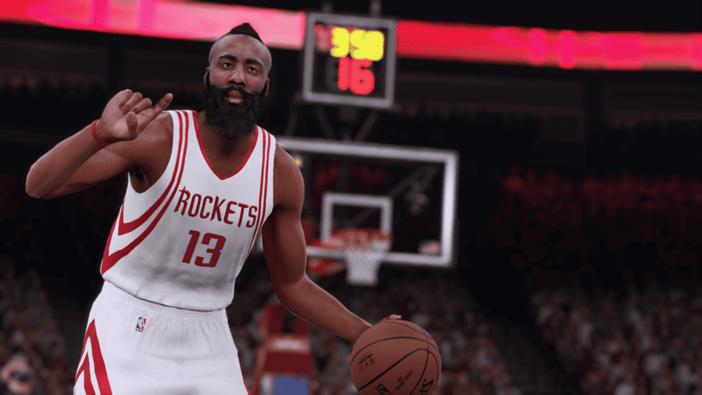 James Harden with the ball in NBA 2K16.
