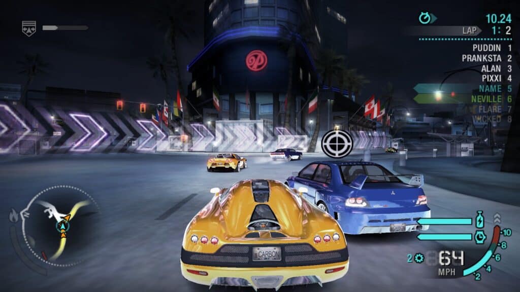 An in-game screenshot from Need for Speed Carbon.