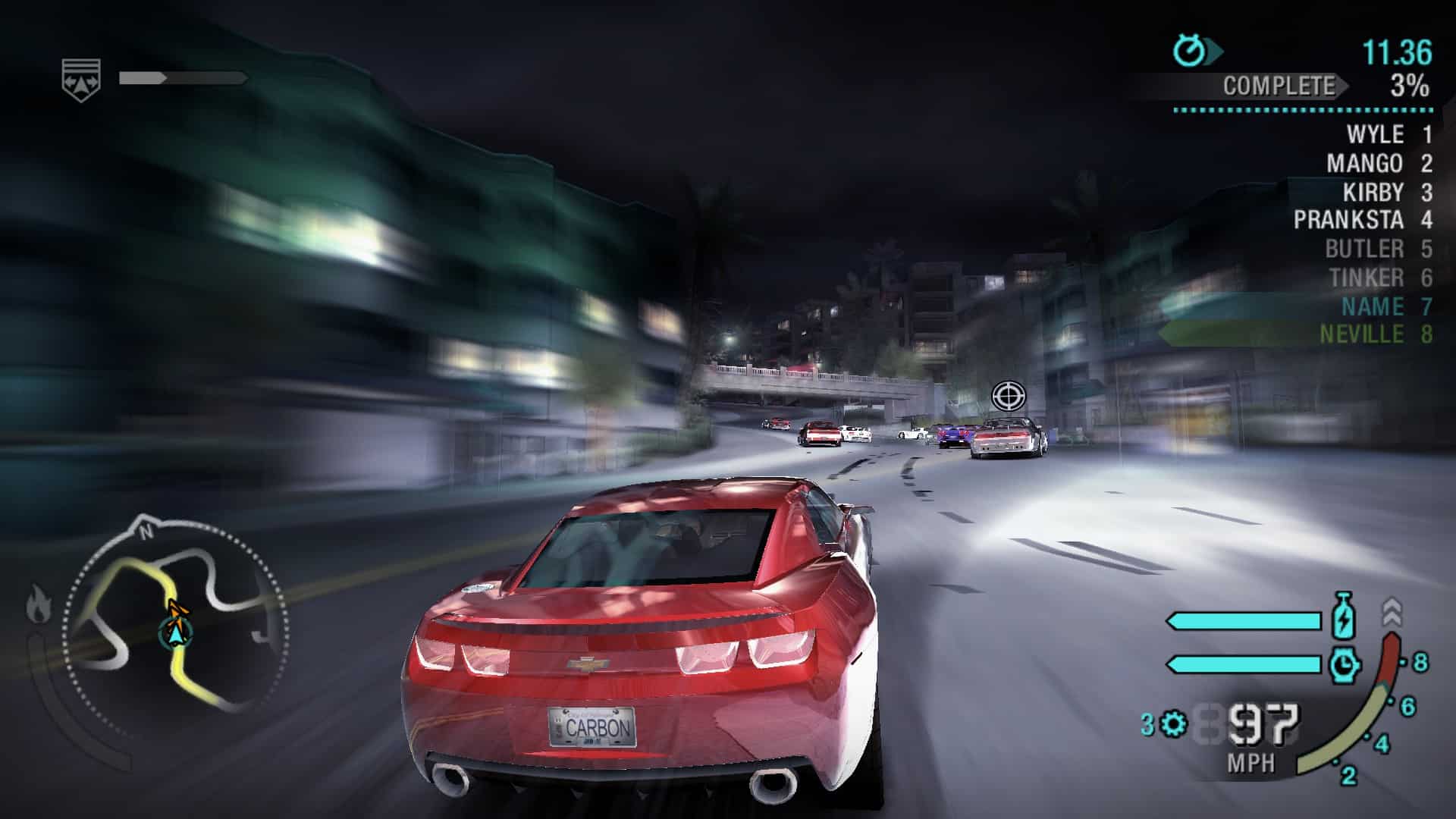 An in-game screenshot from Need for Speed Carbon.