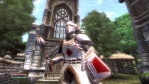 Knights armor showing in Oblivion.