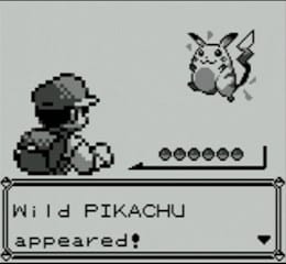 Pikachu in Pokémon Blue.