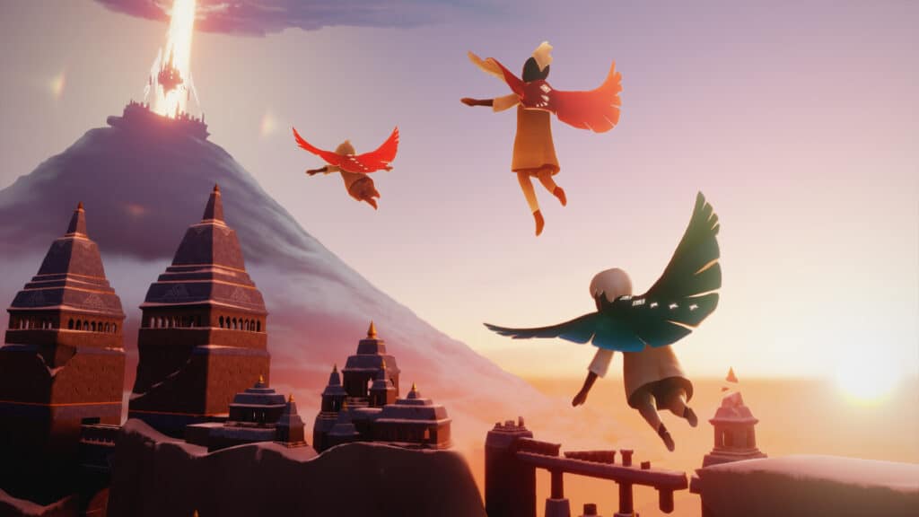 Capes letting characters fly in Sky.