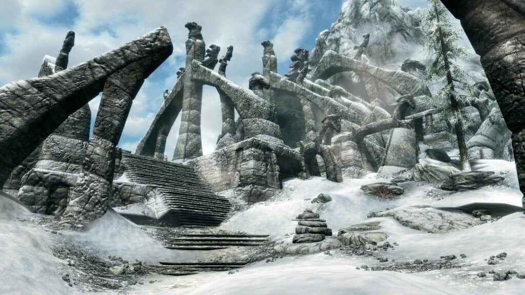 A Steam promotional image for The Elder Scrolls V: Skyrim.
