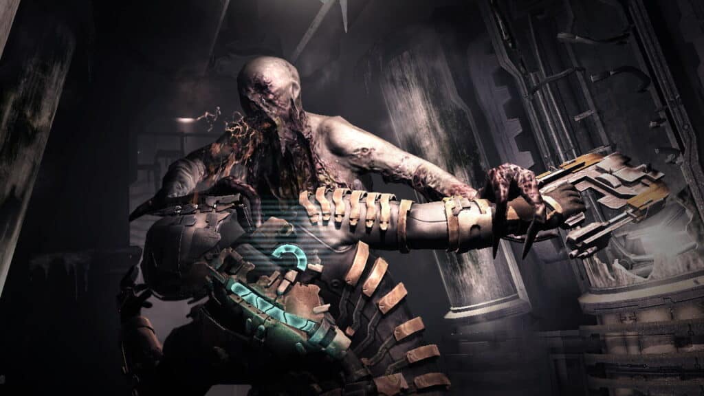 Necromorph attacks Isaac in Dead Space 2.