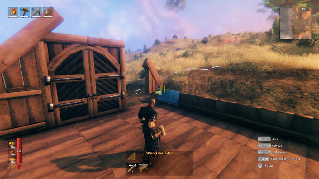 Building a hall in the game Valheim.