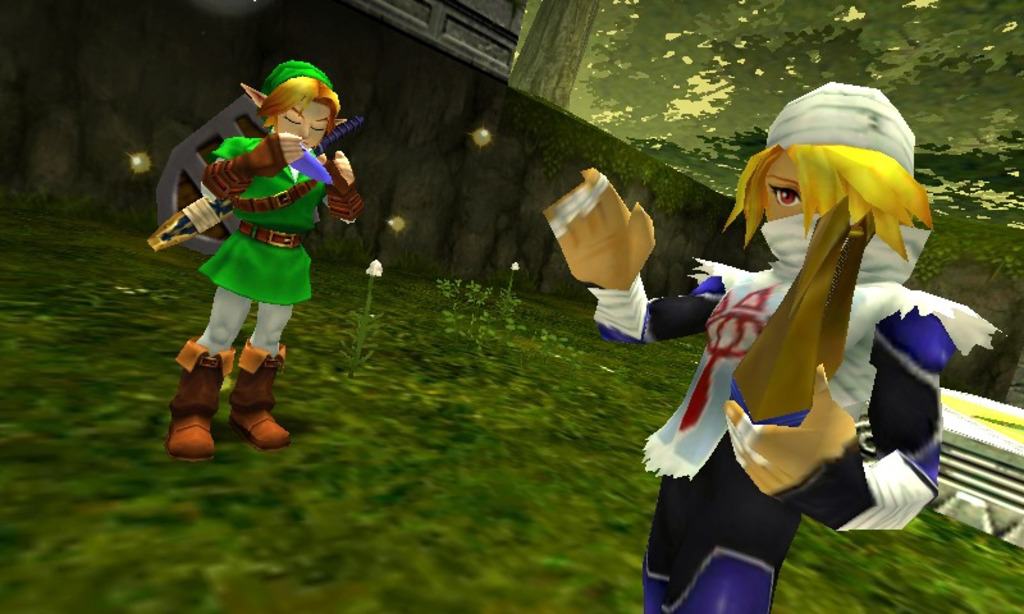 A promotional image for The Legend of Zelda: Ocarina of Time.