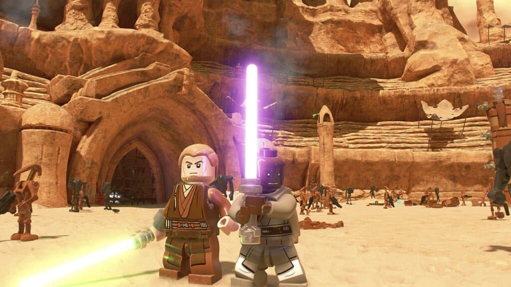 characters in an arena in Lego Star Wars