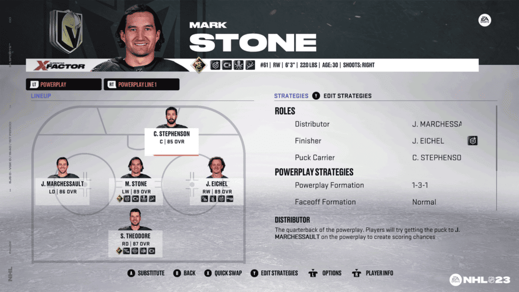 Mark Stone NHL 23 player statistics