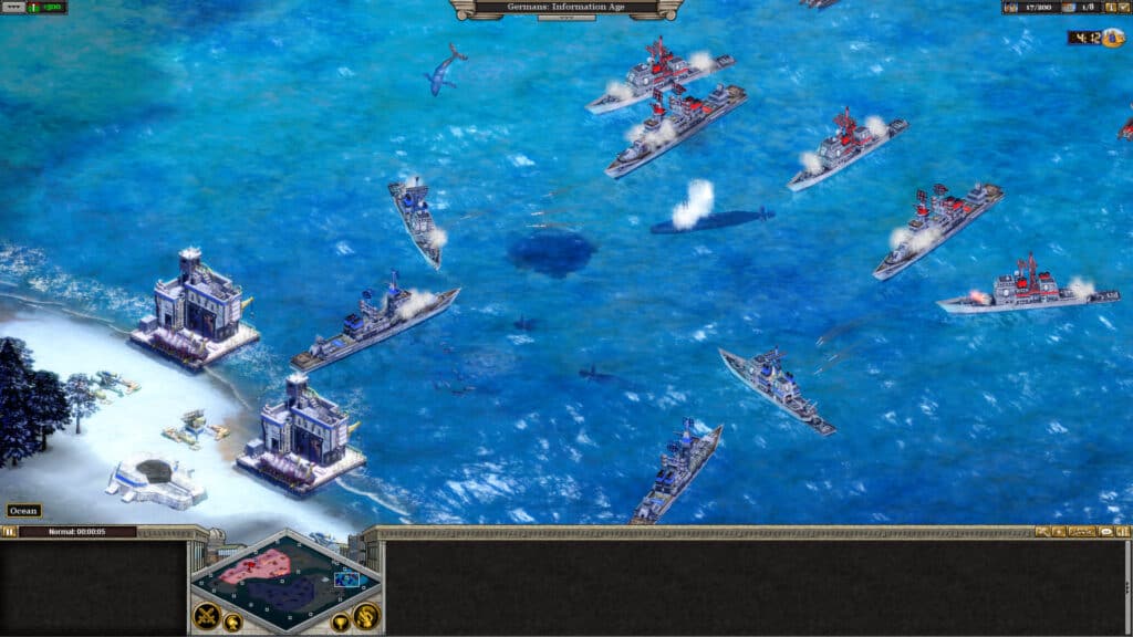 A naval battle takes place near Germany in Rise of Nations.