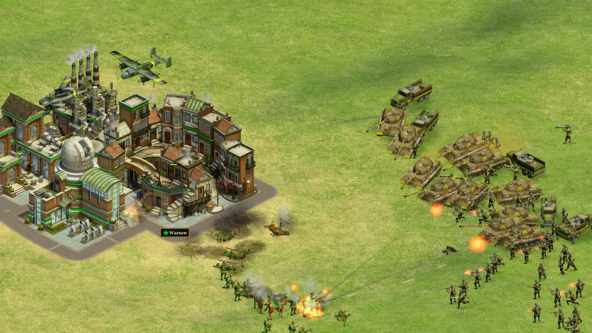 A battle rages outside Warsaw in Rise of Nations.