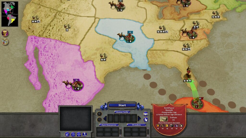 The single-player Conquer the World mode in Rise of Nations offers a strategic take on world domination.
