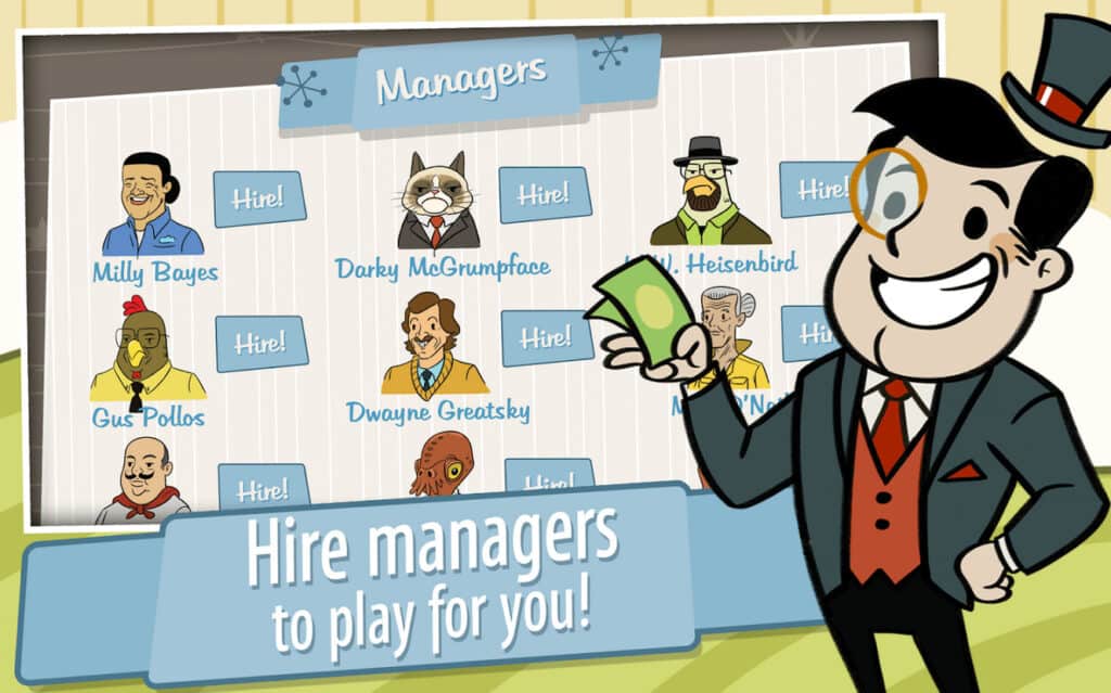 Manager screen in AdVenture Capitalist.