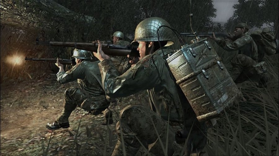 Crouching soldiers in Call of Duty 3.