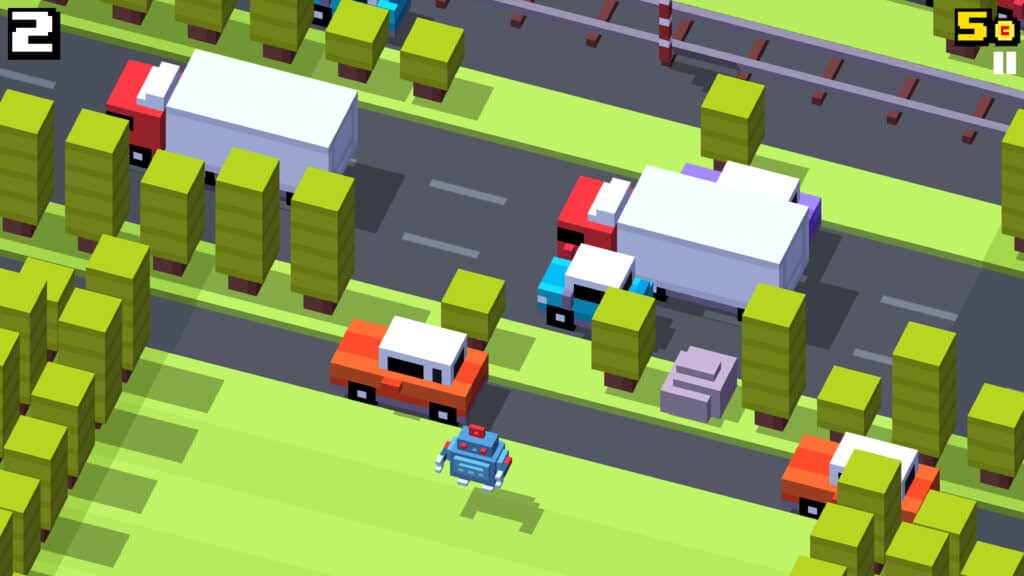 An in-game screenshot from Crossy Road.