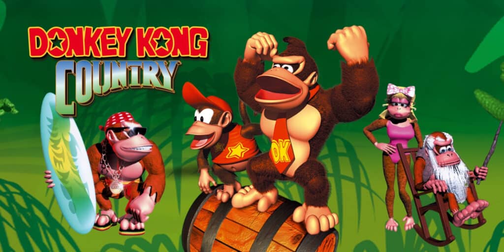 A promotional image for Donkey Kong Country.