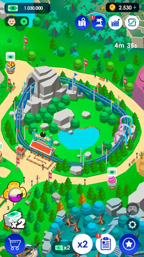 The theme park in Idle Theme Park Tycoon.