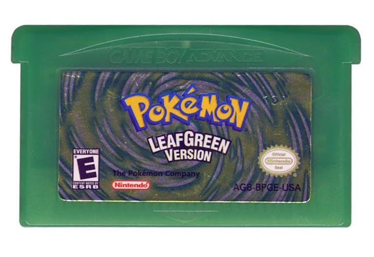 Cartridge of Pokemon LeafGreen.