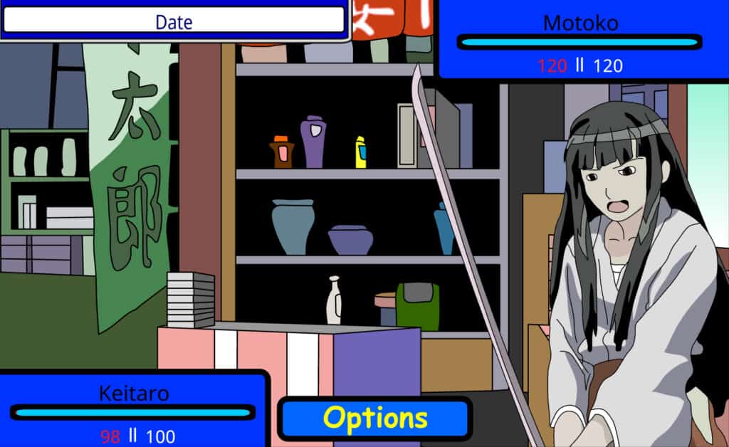 An in-game screenshot from Love Hina Sim Date RPG.