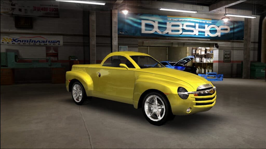 Midnight Club 3: Dub Edition offers a wide range of vehicles, like the Chevrolet SSR.