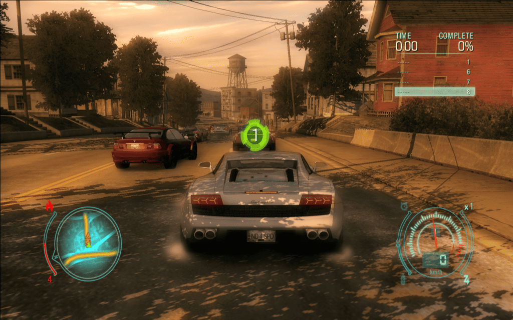 A street race with a Lamborghini in Need for Speed: Undercover.