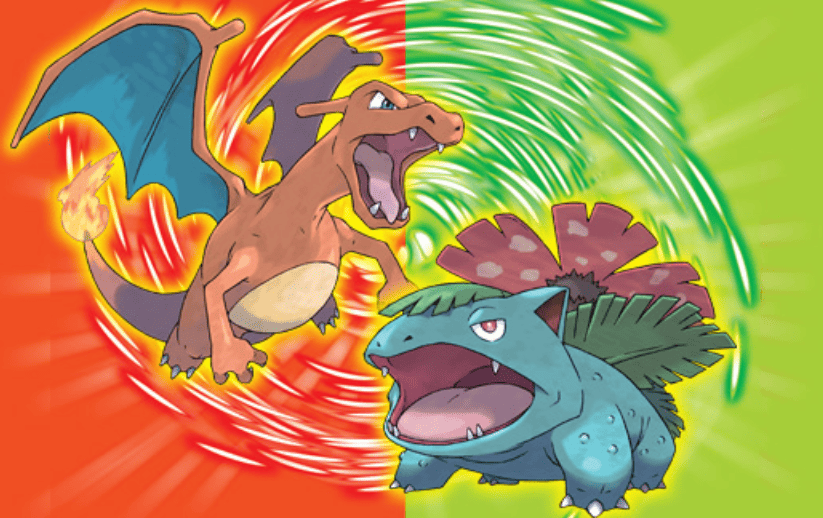 Promotional photo of Charizard and Venusaur for Pokémon FireRed.