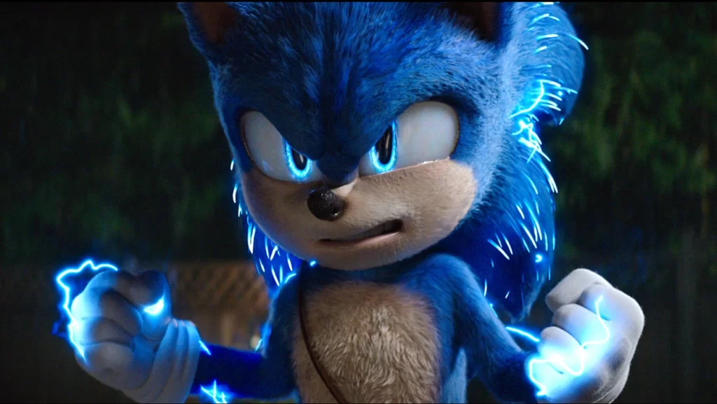 A still of Sonic the Hedgehog from "Sonic the Hedgehog 2"