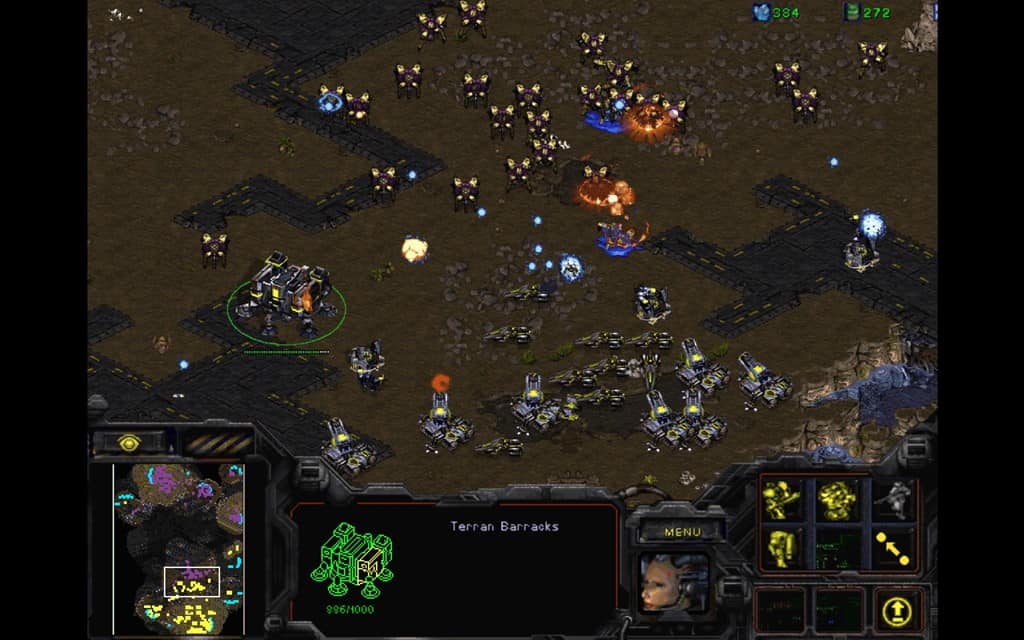 The Protoss and the Terran battling in StarCraft.