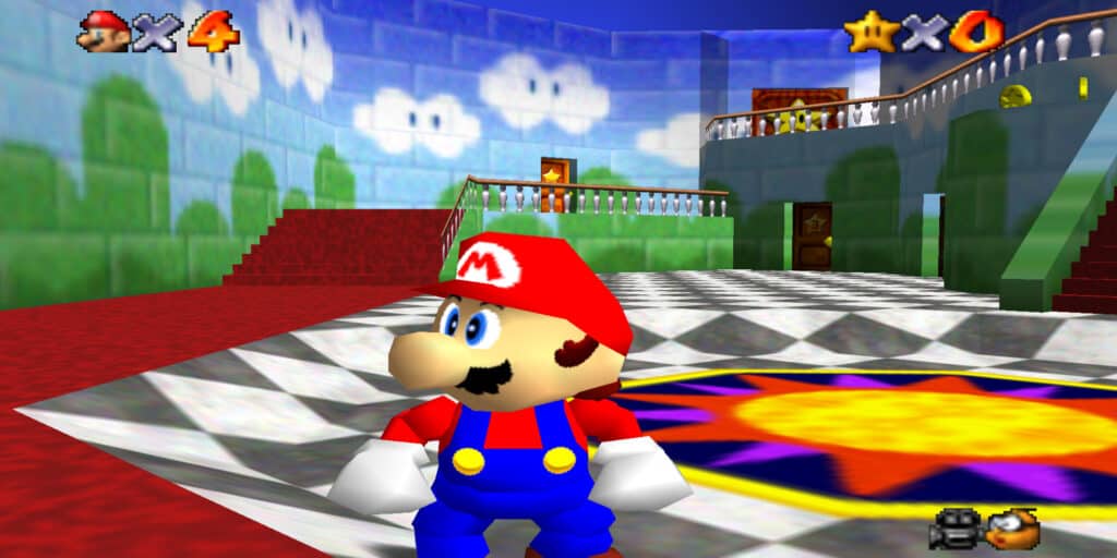 A screenshot from Super Mario 64.